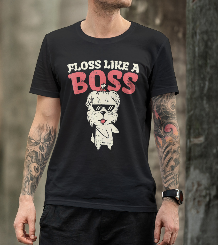 Floss Like A Boss Dance Flossing Shih Tzu With Sunglasses T-Shirt