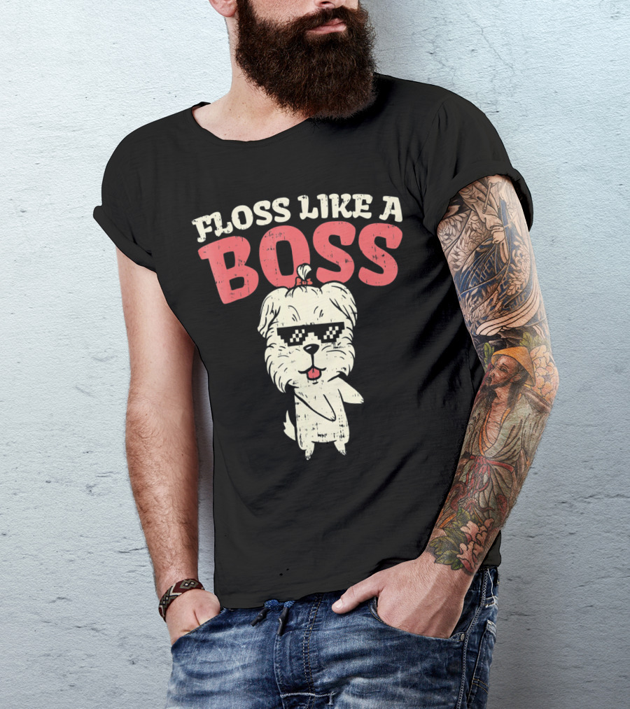 Floss Like A Boss Dance Flossing Shih Tzu With Sunglasses T-Shirt