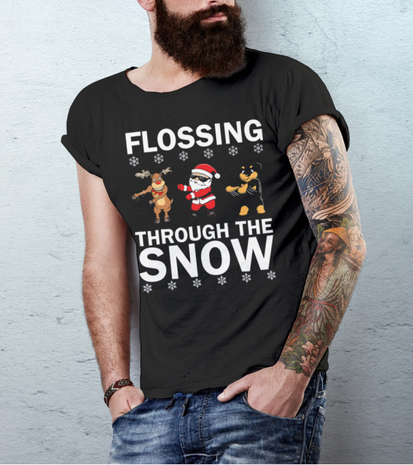 Flossing Through The Snow Santa Reindeer Rottweiler T-Shirt