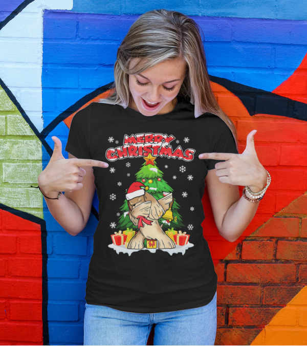 Merry Christmas Funny Dabbing Cocker Spaniel Holiday Tree Snowflakes Presents T-Shirt
