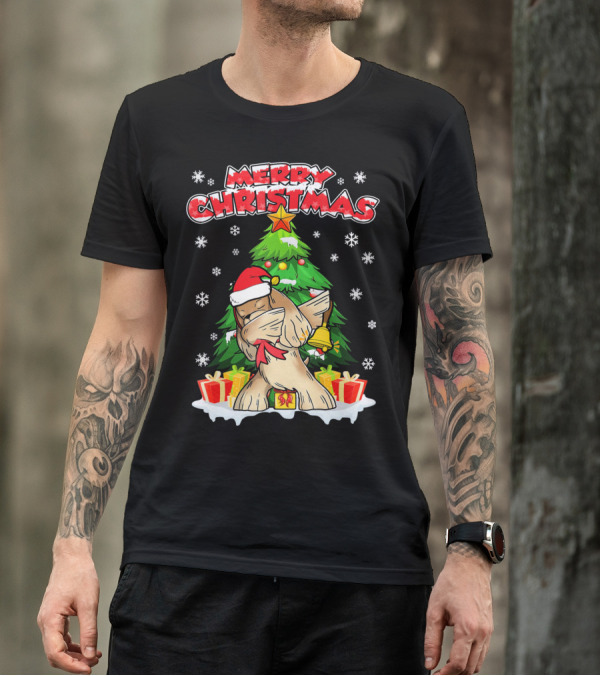 Merry Christmas Funny Dabbing Cocker Spaniel Holiday Tree Snowflakes Presents T-Shirt