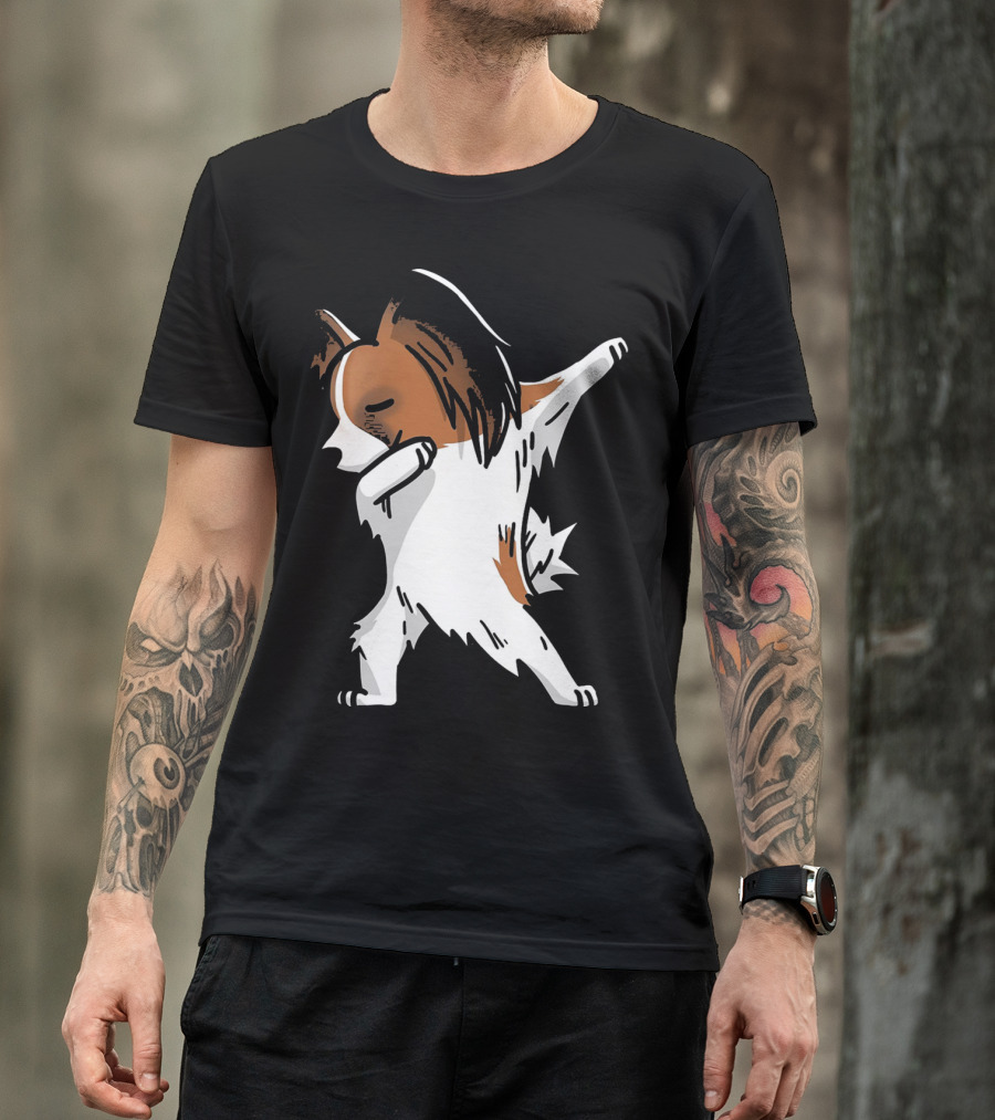 Funny Dancing Papillon Dog Birthday Celebration Party T-Shirt