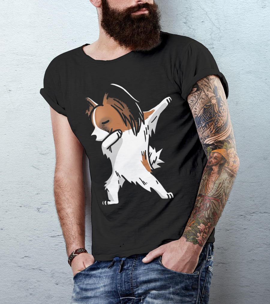 Funny Dancing Papillon Dog Birthday Celebration Party T-Shirt