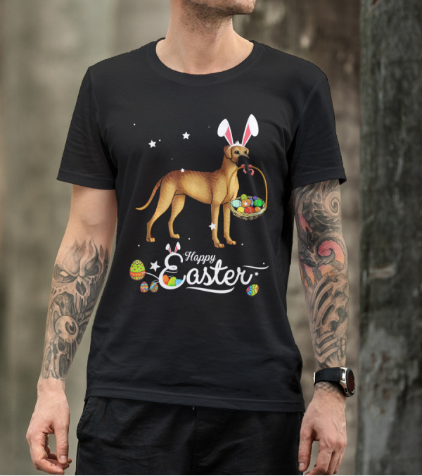 Happy Easter Great Dane Bunny Ears With Eggs Basket T-Shirt