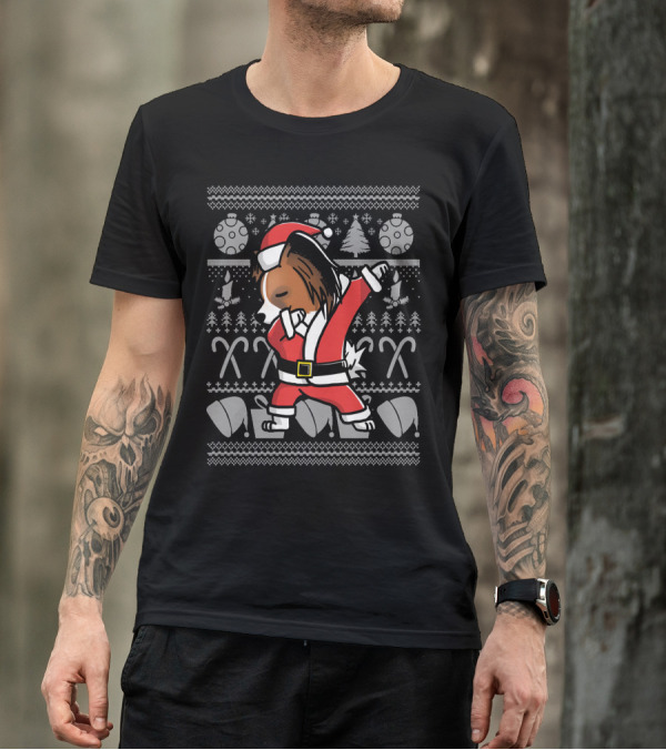 Funny Christmas Papillon Dabbing Santa Dog Dab T-Shirt