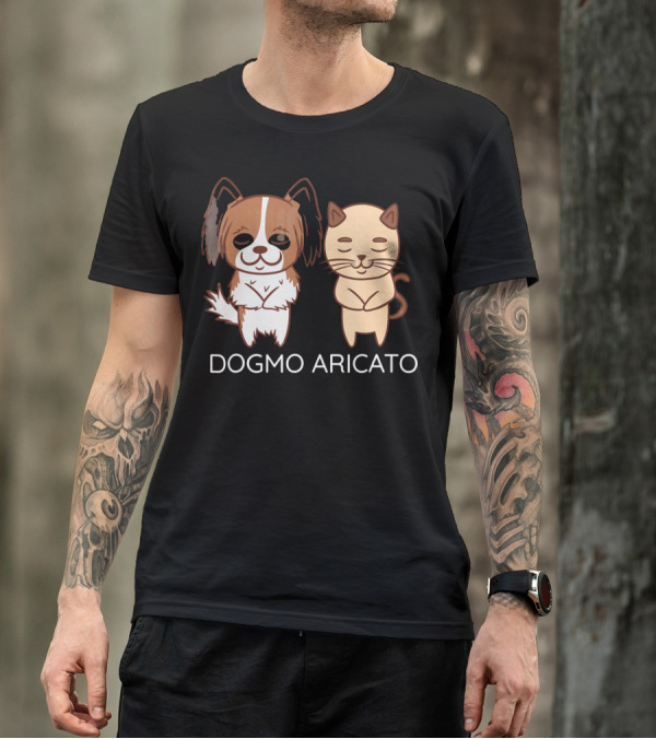 Funny Papillon Dogmo Aricato Dog And Cat Duo T-Shirt