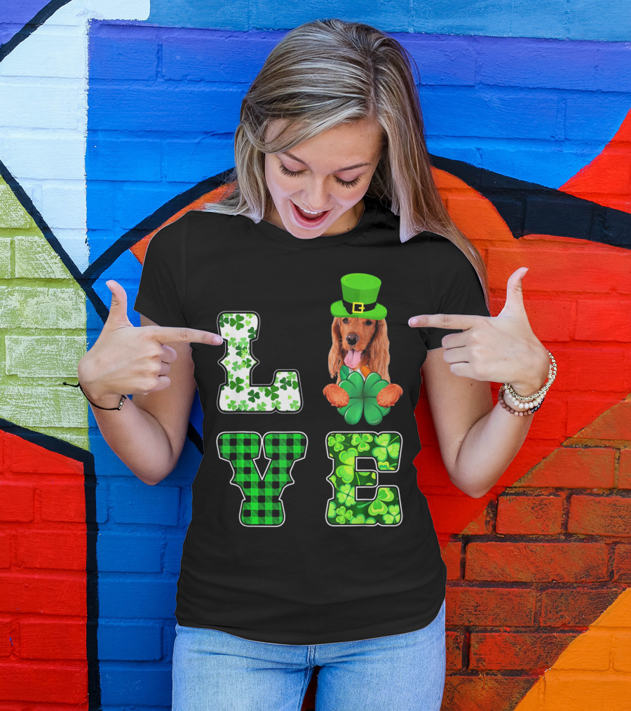 LOVE Funny St Patricks Day Cocker Spaniel Lover T-Shirt