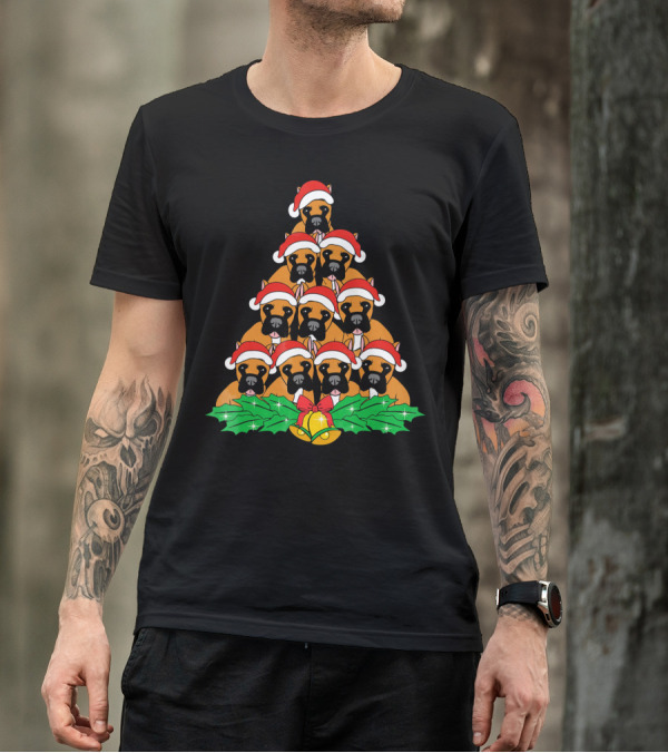 Great Dane Christmas Santa Hat Tree Dog Xmas Lover T-Shirt