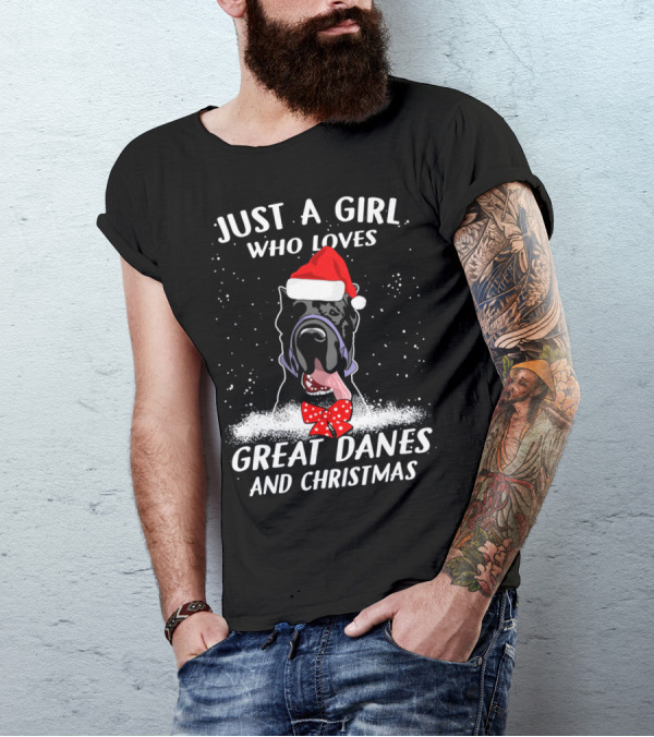 Just A Girl Who Loves Great Danes And Christmas T-Shirt