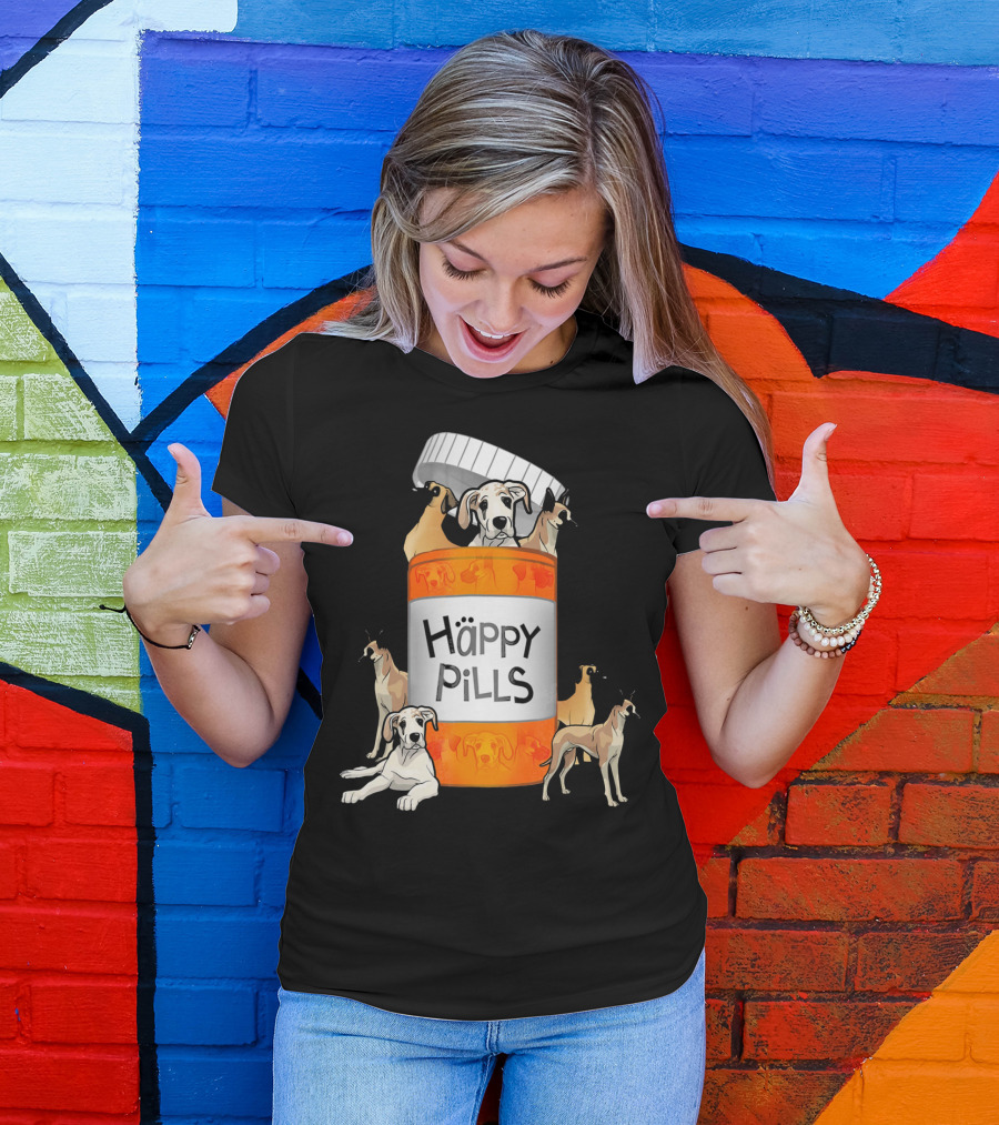 Great Dane Dog Happy Pills Prescription Bottle T-Shirt