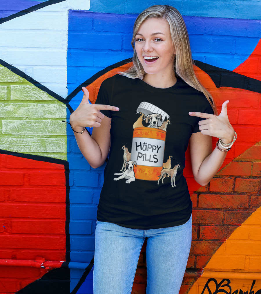 Great Dane Dog Happy Pills Prescription Bottle T-Shirt