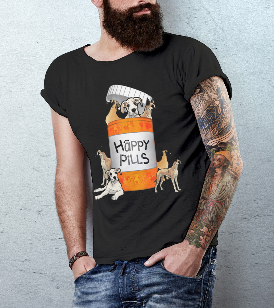 Great Dane Dog Happy Pills Prescription Bottle T-Shirt