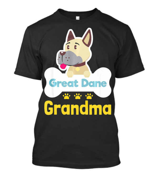 Great Dane Grandma Dog Bone With Paw Prints T-Shirt