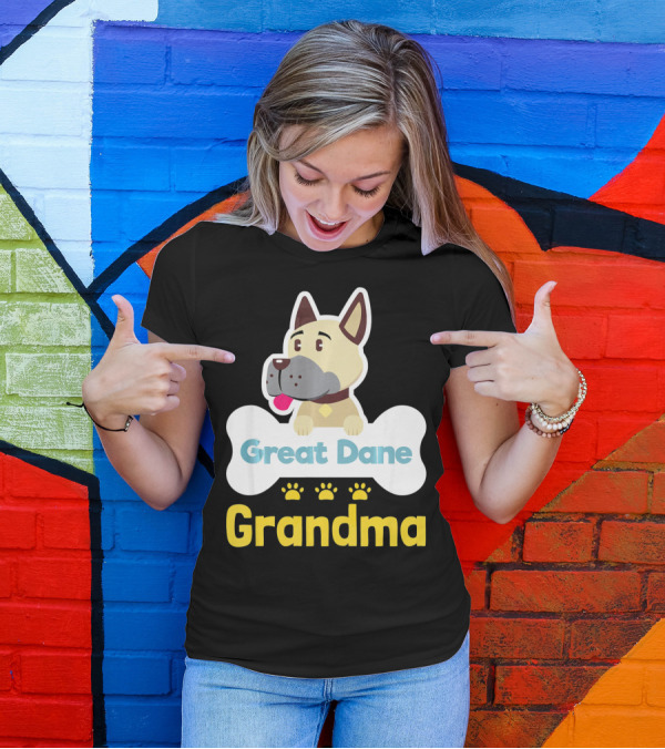 Great Dane Grandma Dog Bone With Paw Prints T-Shirt