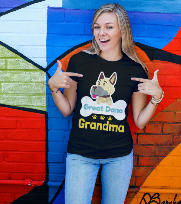 Great Dane Grandma Dog Bone With Paw Prints T-Shirt