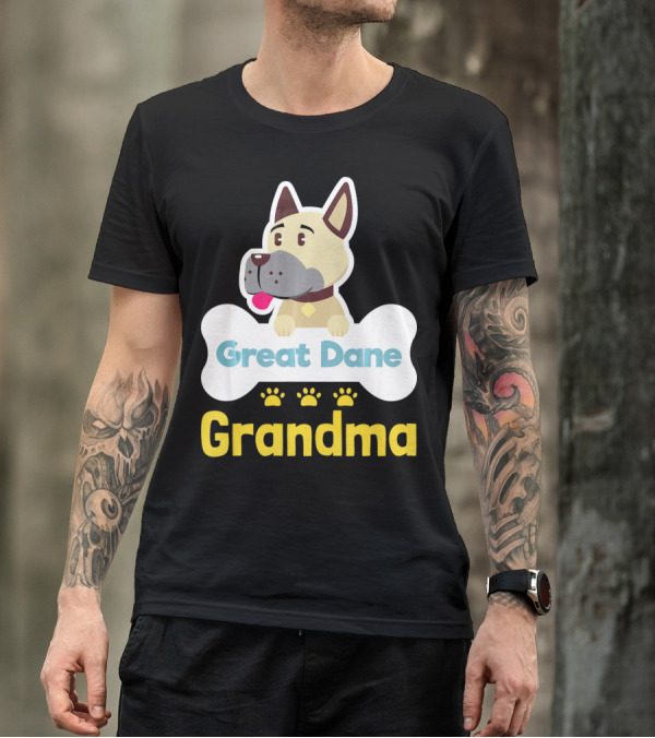 Great Dane Grandma Dog Bone With Paw Prints T-Shirt