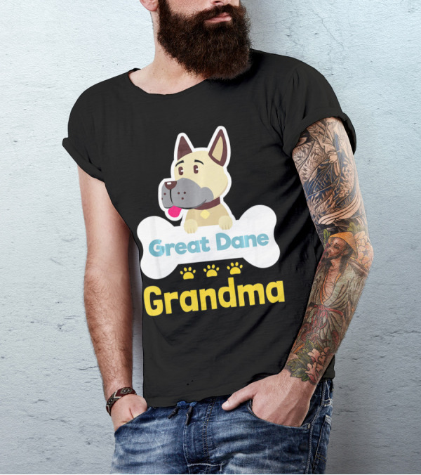 Great Dane Grandma Dog Bone With Paw Prints T-Shirt