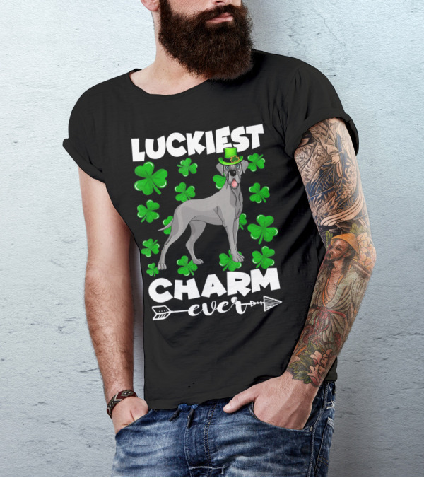 Luckiest Charm Ever Great Dane Shamrocks Hat T-Shirt