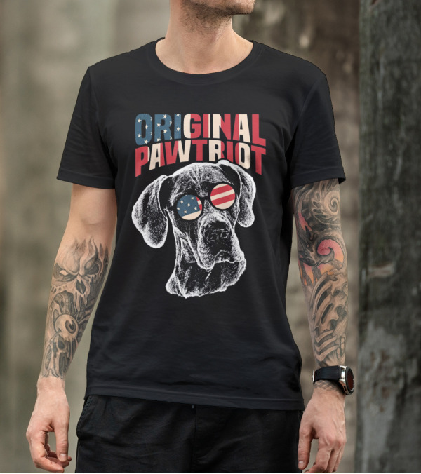 Original Pawtriot Great Dane USA Flag Funny July T-Shirt