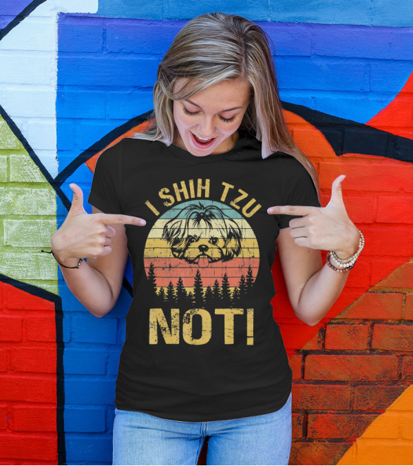 I Shih Tzu Not Vintage Shih Retro Dog Forest Stripes T-Shirt