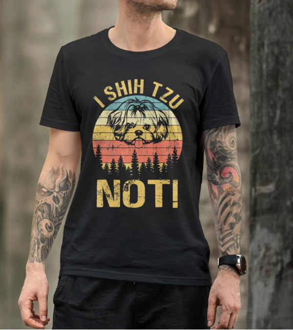 I Shih Tzu Not Vintage Shih Retro Dog Forest Stripes T-Shirt