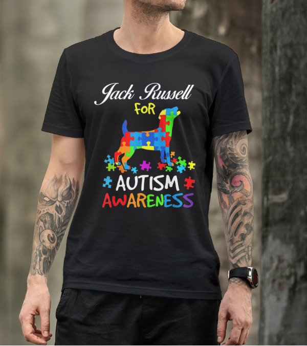 Jack Russell Dog For Autism Awareness Puzzle Pieces T-Shirt