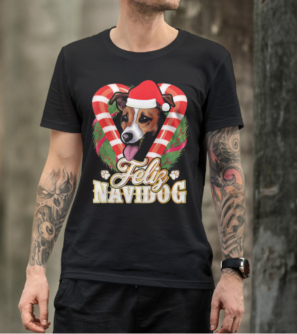 Feliz Navidog Jack Russell Terrier Santa Claus T-Shirt