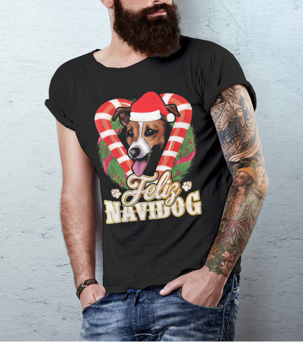 Feliz Navidog Jack Russell Terrier Santa Claus T-Shirt