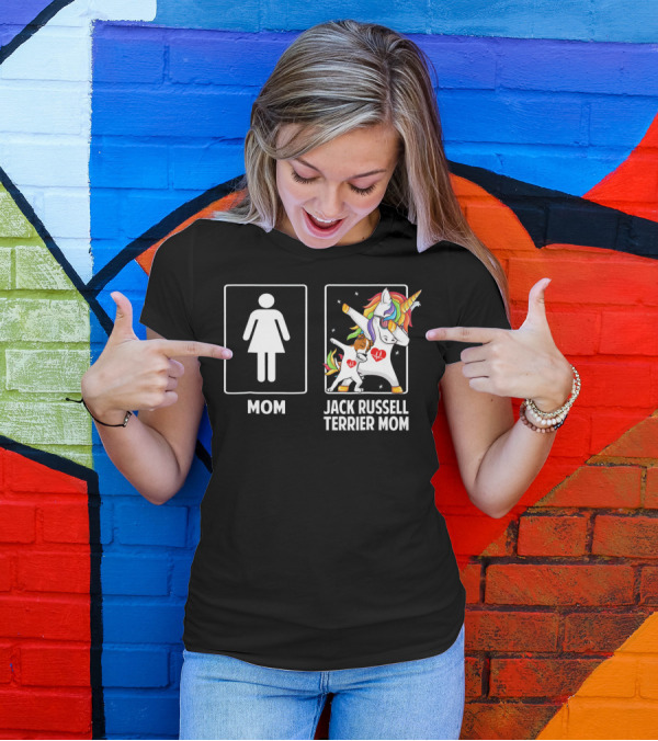 Jack Russell Terrier Mom Unicorn Dabbing With Colorful Mane And Stars T-Shirt