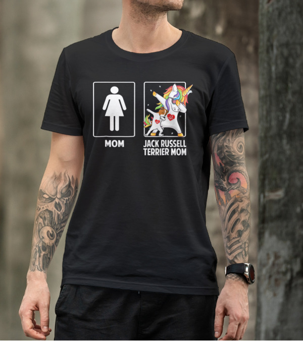 Jack Russell Terrier Mom Unicorn Dabbing With Colorful Mane And Stars T-Shirt