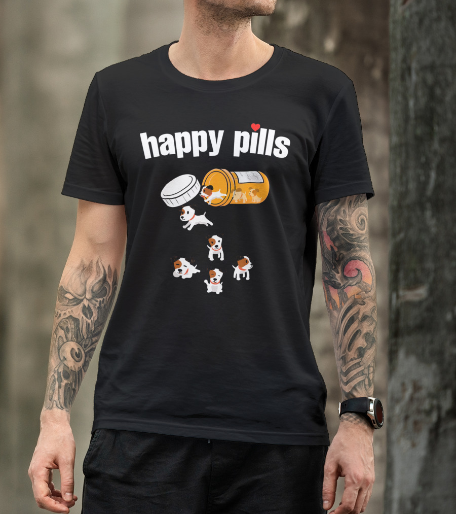Happy Pills Jack Russell Terrier Funny Dog Love T-Shirt