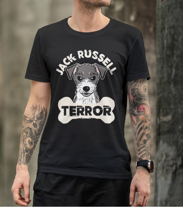 Jack Russell Terrier With Bone Graphic And 'Terror' Text T-Shirt