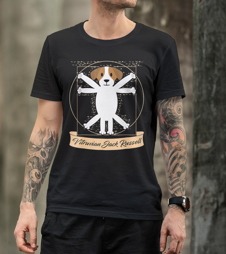 Vitruvian Jack Russell Terrier Man Dog T-Shirt