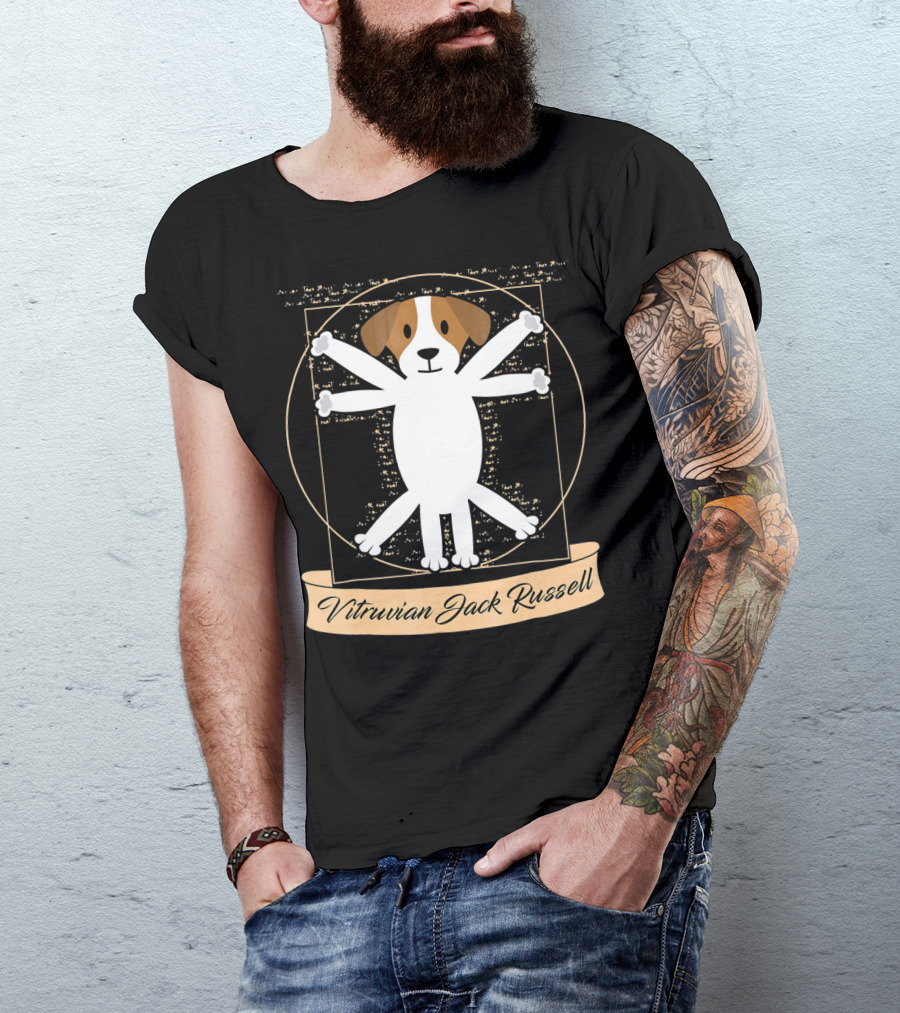 Vitruvian Jack Russell Terrier Man Dog T-Shirt