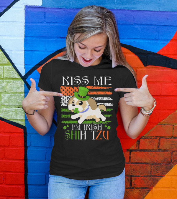 Kiss Me I'm Irish Shih Tzu St Patrick's Day T-Shirt