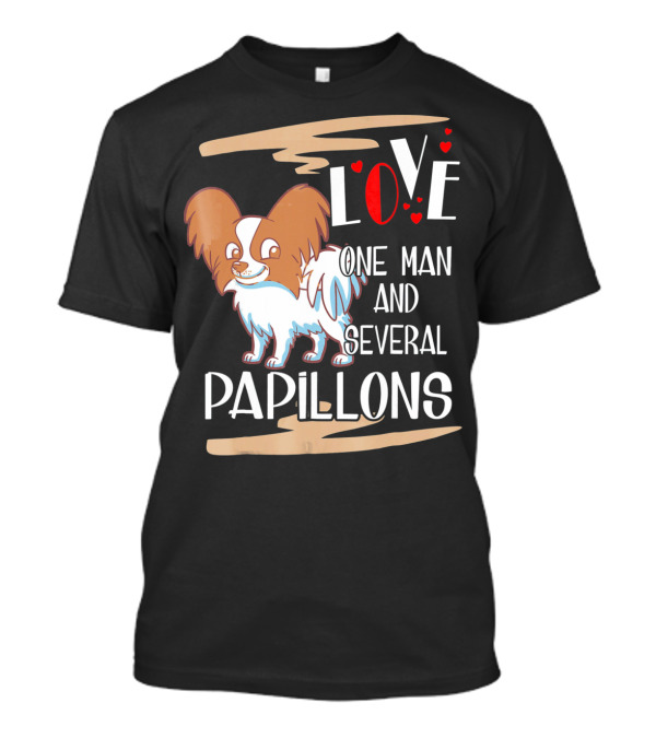Love One Man And Several Papillons With Hearts T-Shirt
