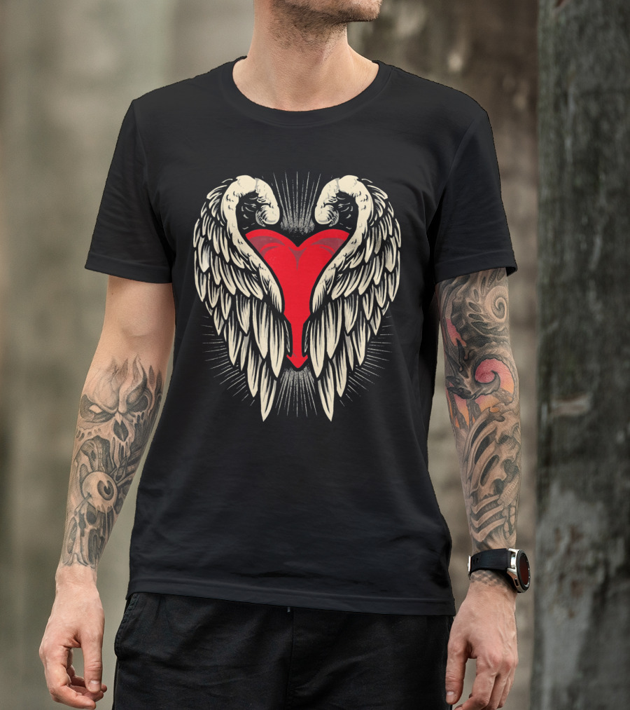 Angel Wings And Heart Valentine's Day T-Shirt