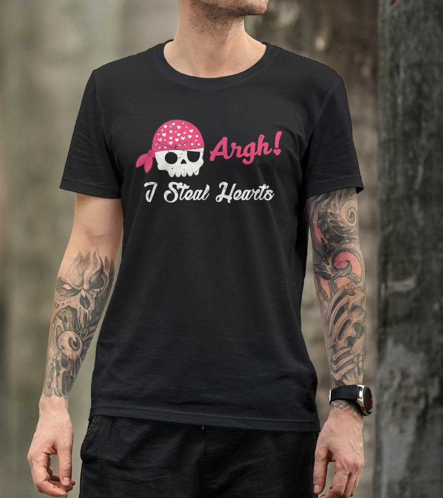 Argh I Steal Hearts Skull Bandana T-Shirt