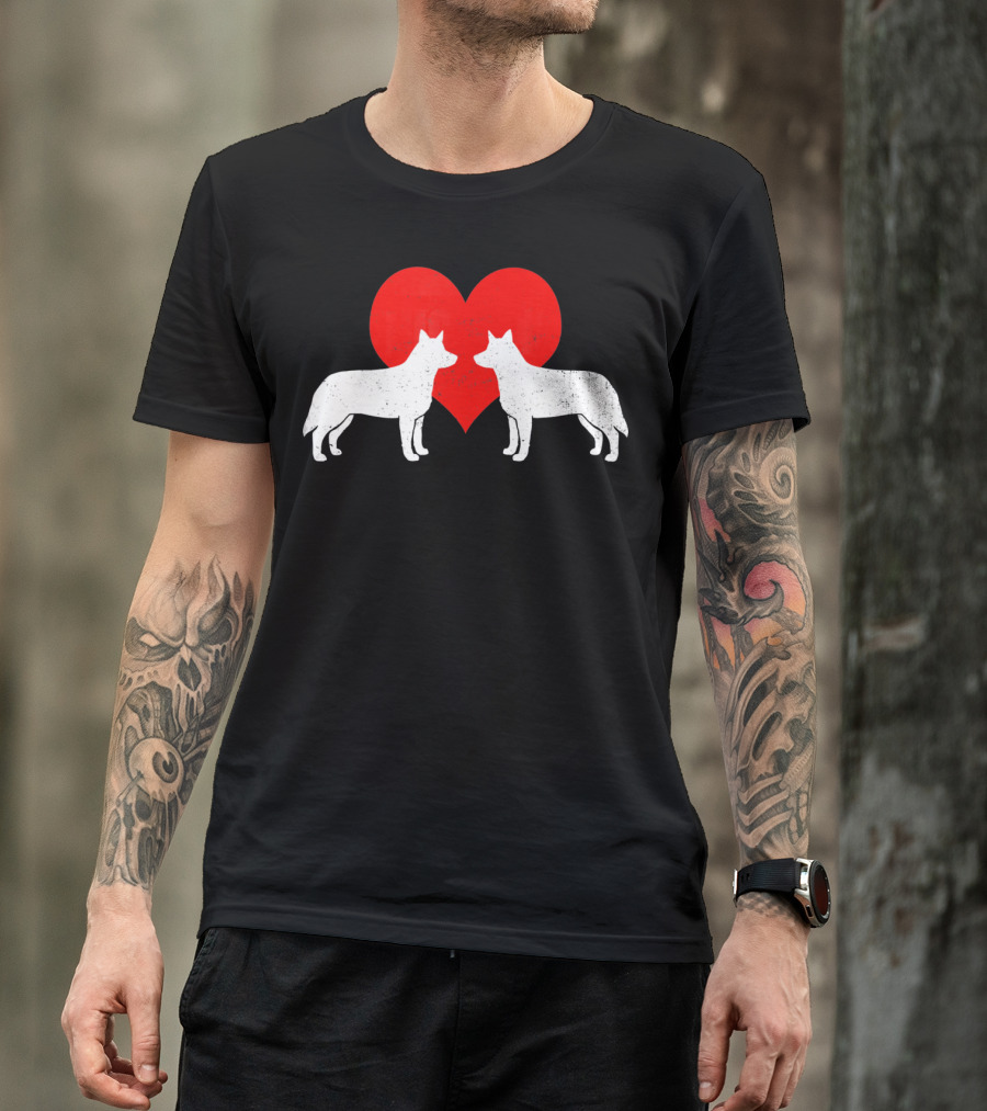 Australian Blue Heeler Heart Silhouette Valenti T-Shirt