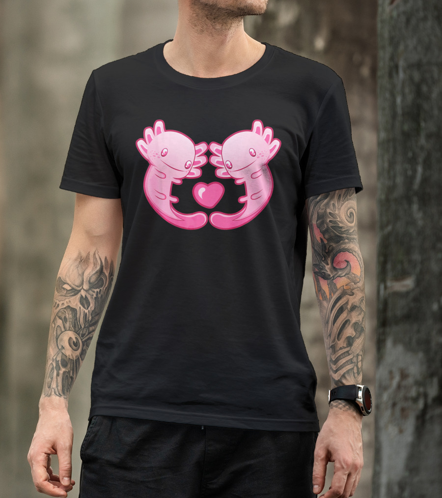 Axolotl Love Heart Cute Valentine's Amphibian T-Shirt