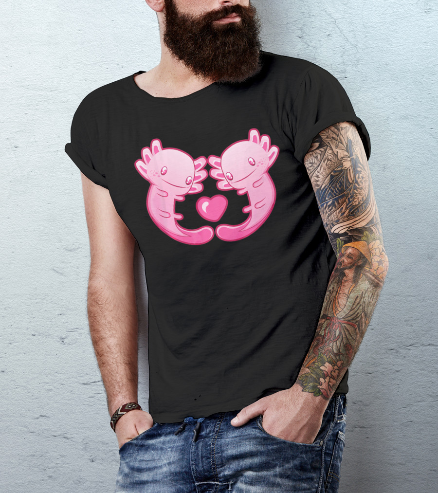 Axolotl Love Heart Cute Valentine's Amphibian T-Shirt