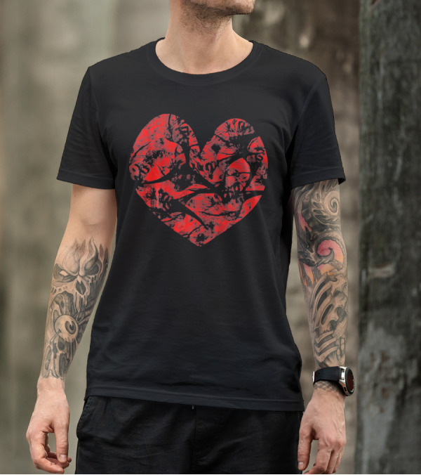 Big Red Heart Distressed Smoke Valentine T-Shirt