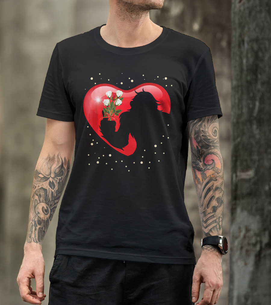 Bigfoot Red Heart White Flower Valentine's Day T-Shirt