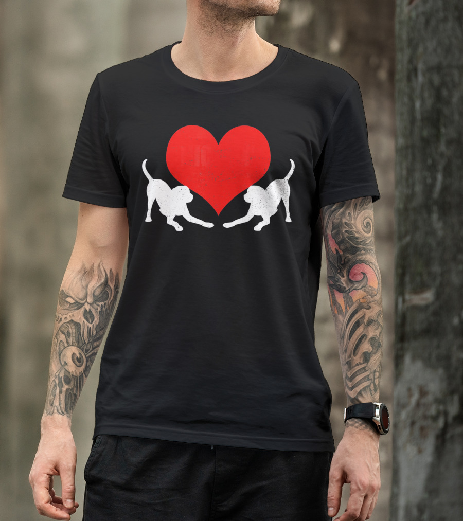 Valentine's Day Black Mouth Cur With Heart T-Shirt