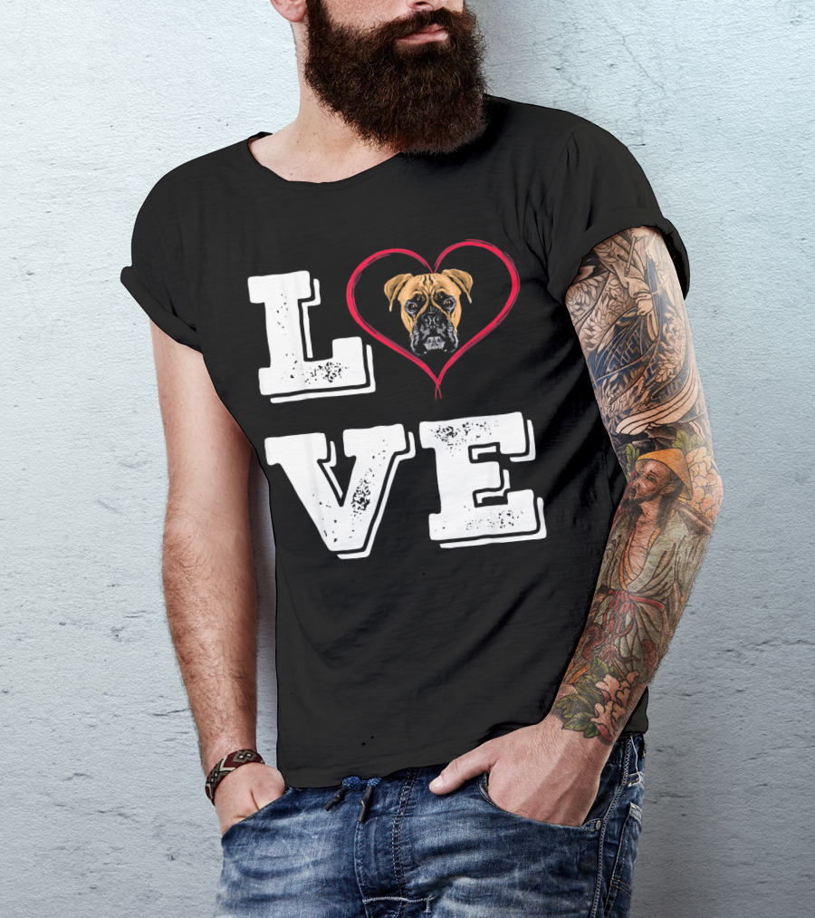Boxer Dog Love Heart Va Dog Mom T-Shirt