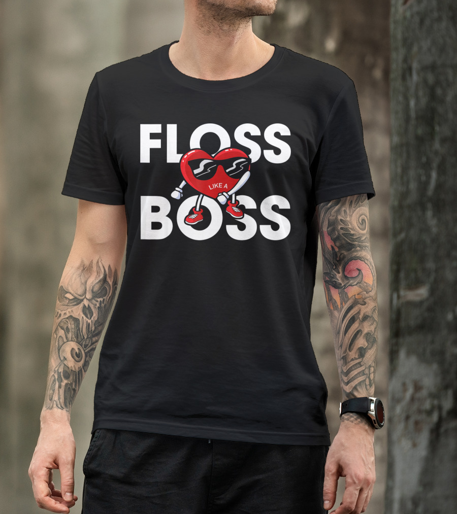 Floss Like A Boss Boys Valentines Day Kids Heart T-Shirt