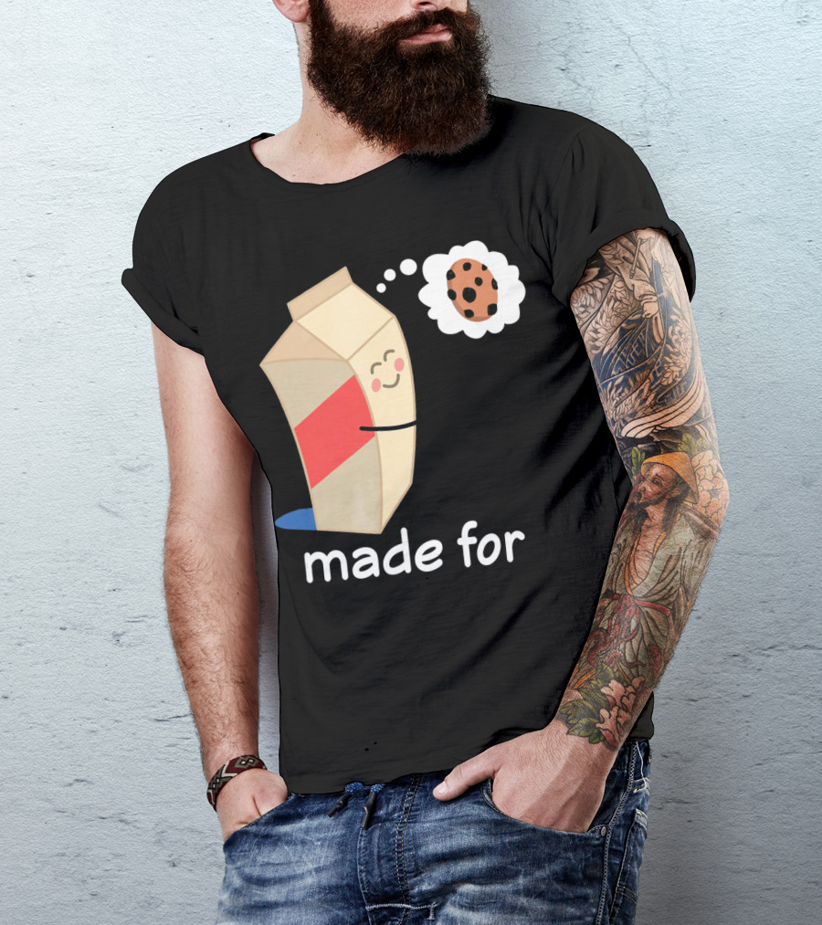 Couples Valentines Day Matching Made For Milk And Cookie T-Shirt