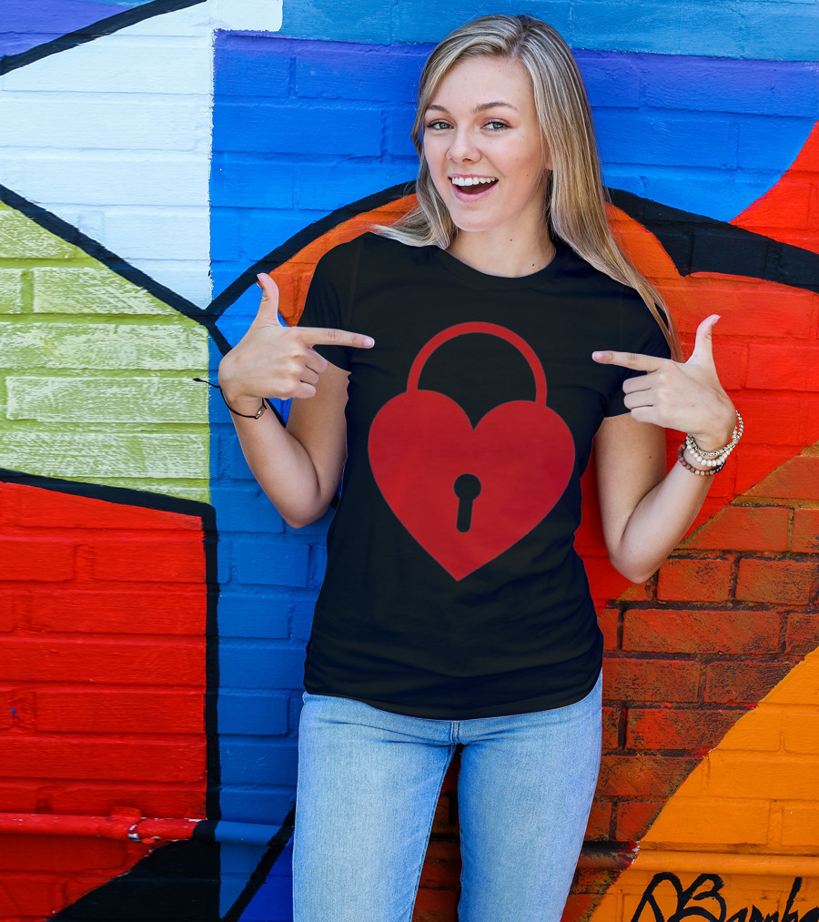 Valentines Day Heart Lock Key Symbol For Couples T-Shirt