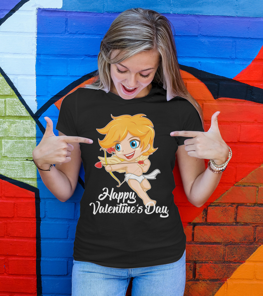 Happy Valentine's Day Cupid Bow And Heart Arrow T-Shirt