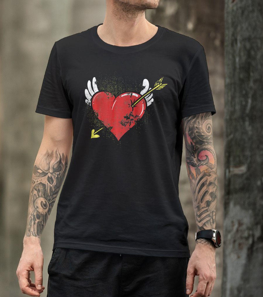 Cupid Valentine Heart With Arrow And Wings Matching Coup T-Shirt